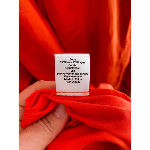 Hunter Bell Rowe Cherry Red Midi Maxi Crochet Cut Out Linen Dress Tuckernuck - Picture 13 of 14